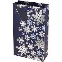 Blue Snowflake 2 Bottle Gift Bag